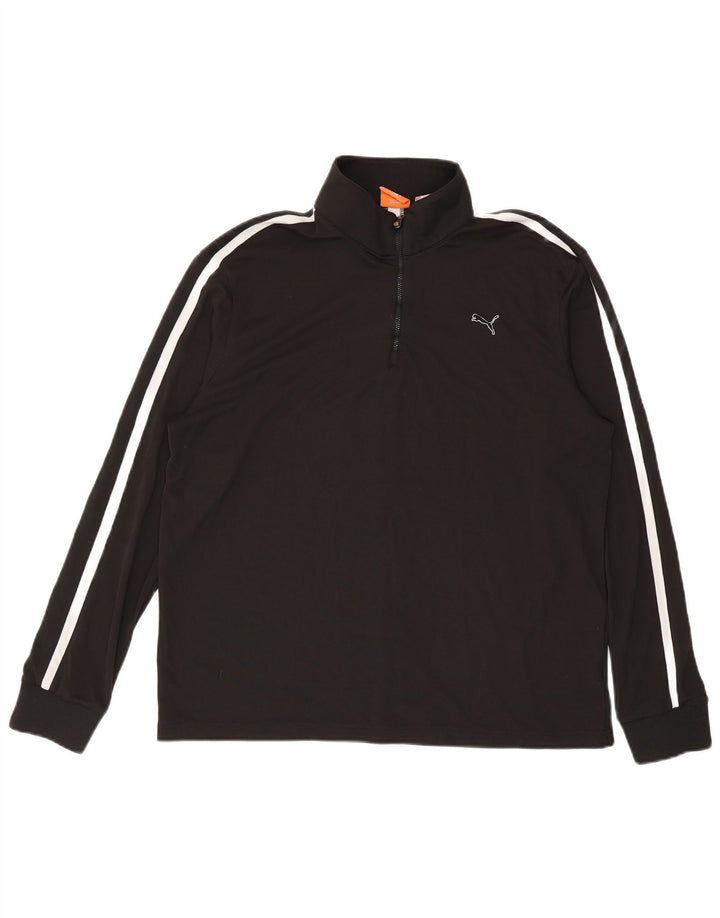 Puma Mens Zip Neck Pullover Tracksuit Top Large Black Polyester
