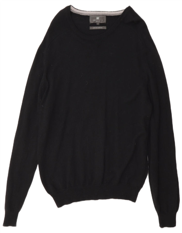 Marks & Spencer Mens Regular Fit Crew Neck Jumper Sweater Large Black Wool