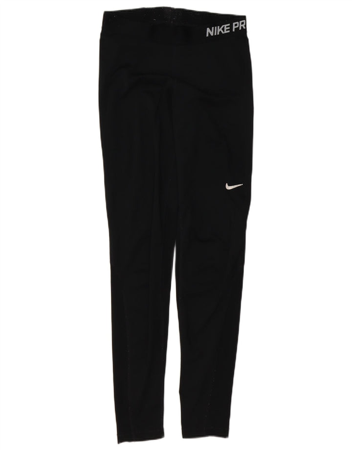 NIKE Womens Dri Fit Graphic Leggings UK 8 Small Black