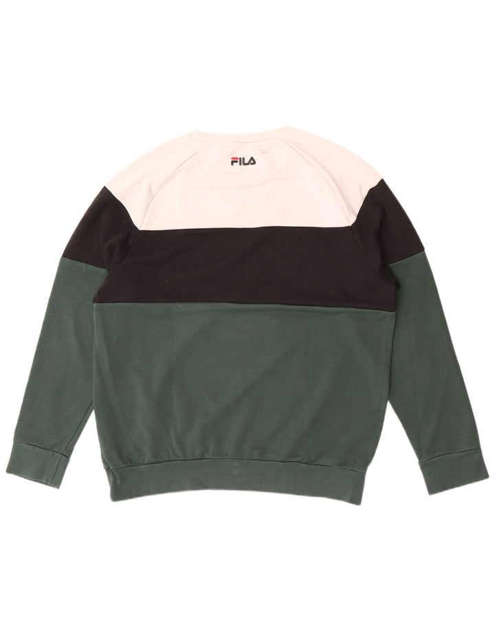 Fila Mens Graphic Sweatshirt Jumper XL Green Colourblock