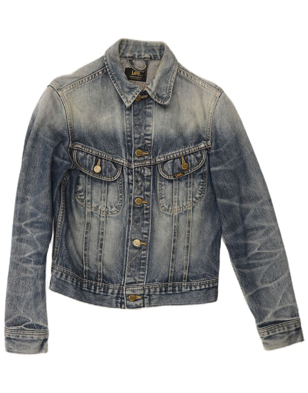 Lee Womens Rider Denim Jacket UK 12 Medium Blue Cotton