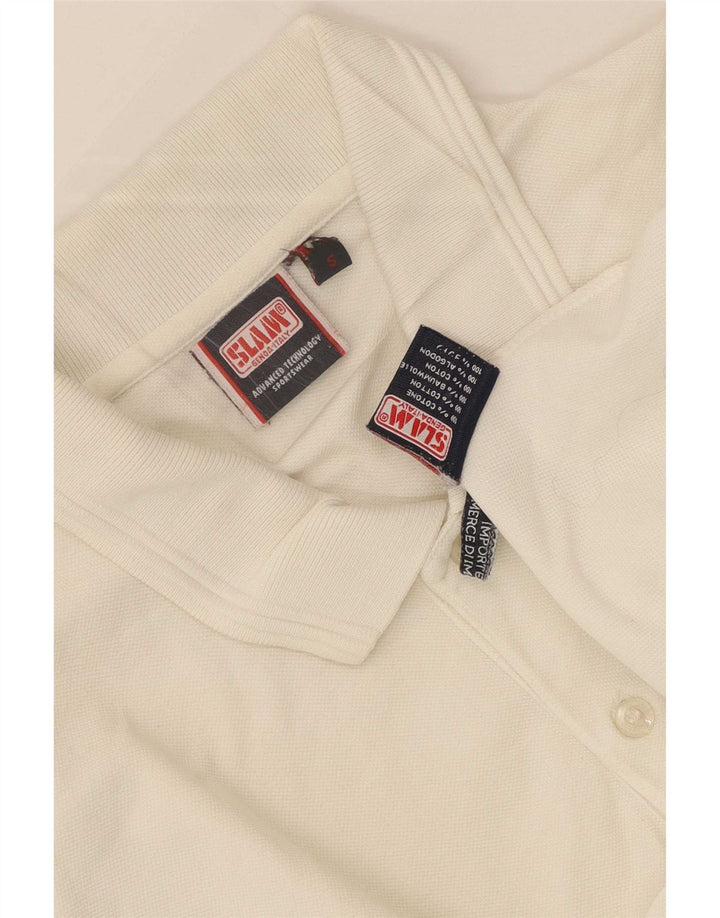 Slam Herren-Poloshirt, kleine weiße Baumwolle