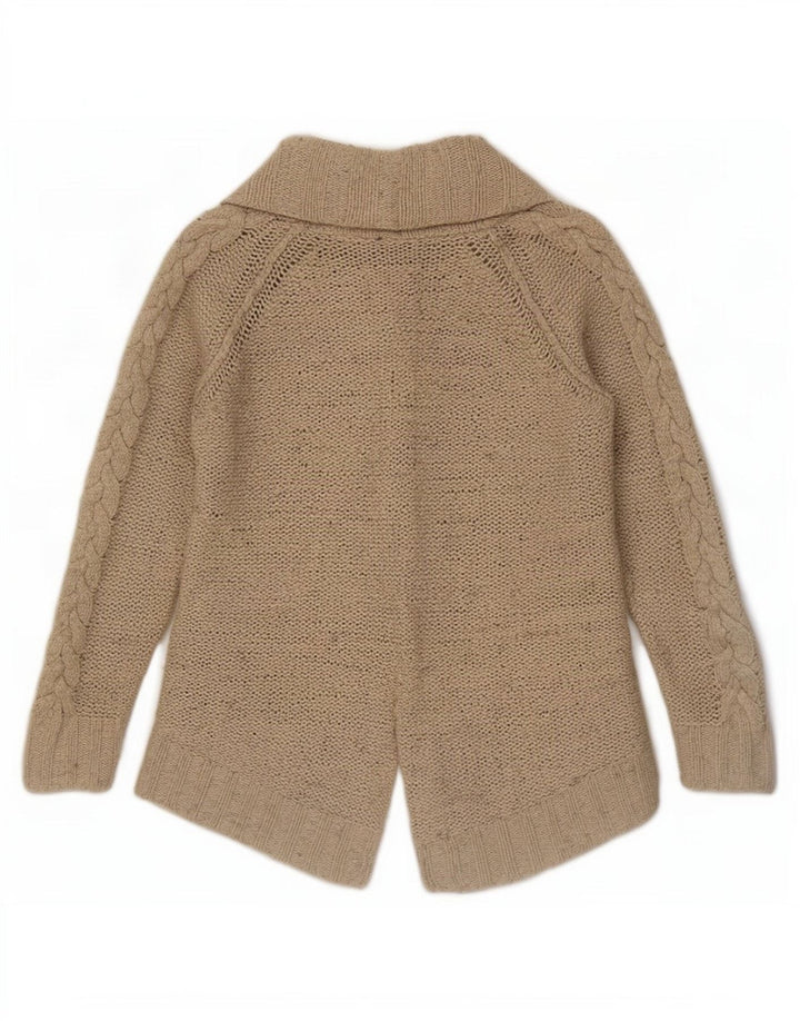 Zara Womens Open Cardigan Sweater UK 10 Small Beige Nylon