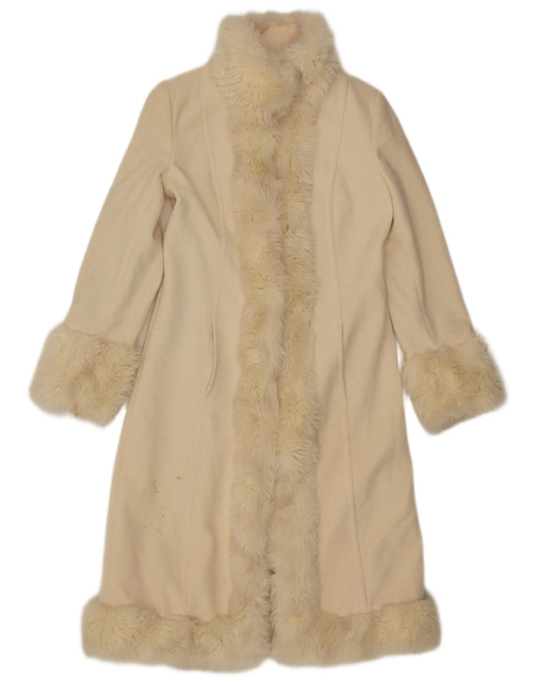 Zara Womens Overcoat UK 10 Small Beige Wool