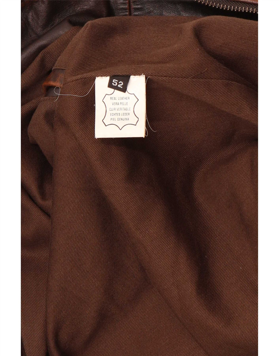 Vintage Mens Bomber Leather Jacket IT 52 Large Brown