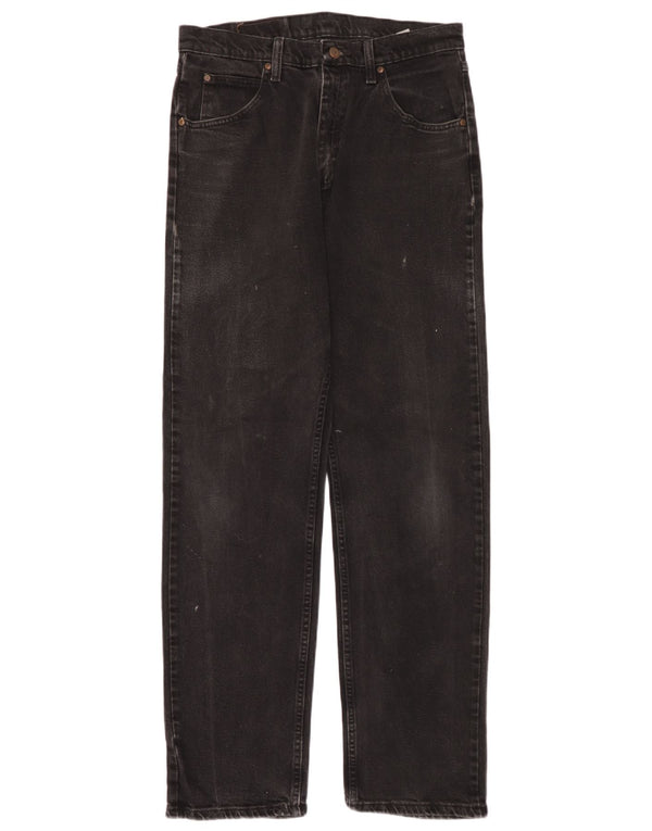 Wrangler Mens Straight Jeans W32 L34 Black Cotton