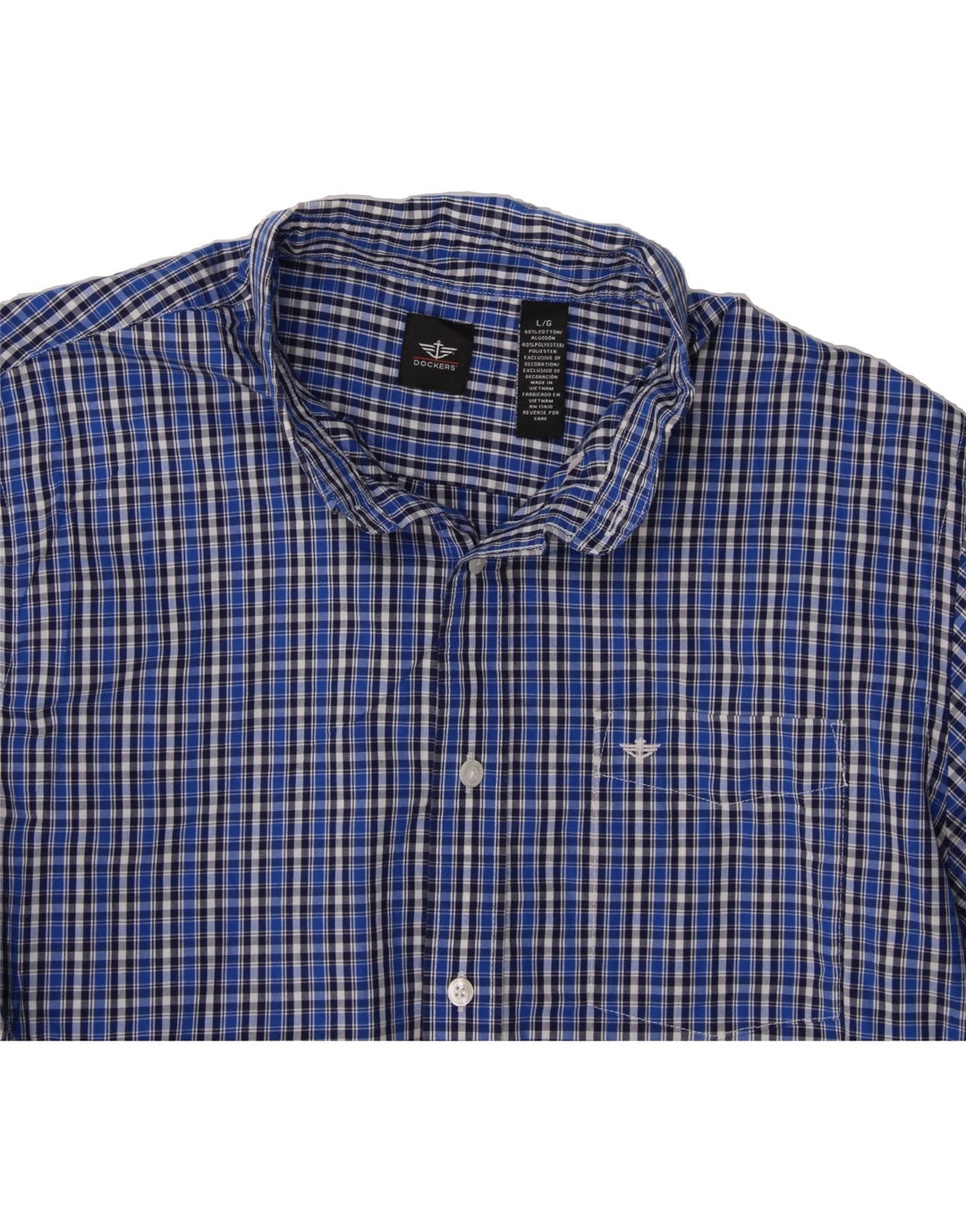 DOCKERS Mens Shirt Large Blue Check Cotton Vintage Dockers and Second-Hand Dockers from Messina Hembry 