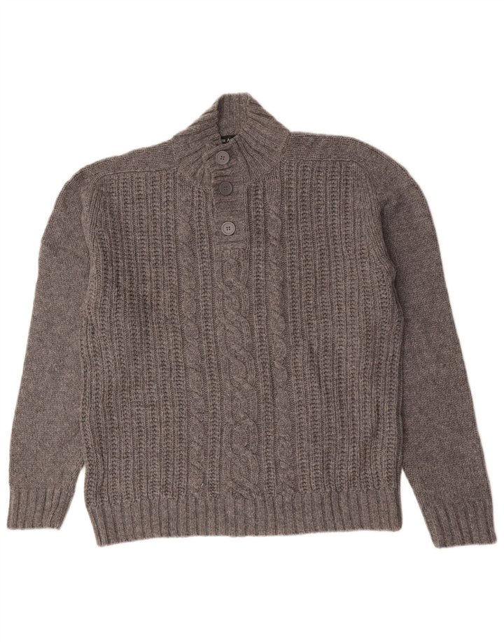 Marks & Spencer Herre Autograph Button Neck Jumper Sweater Large Grå