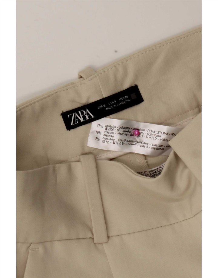 Zara Womens Tapered Suit Trousers Small W26 L27 Off White Polyester