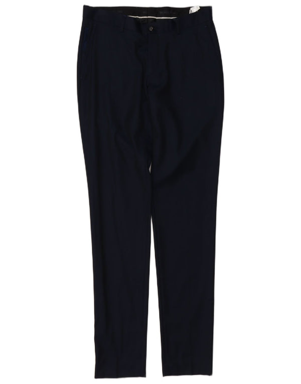 Zara Mens Slim Chino Trousers EU 38 Small W30 L34 Navy Blue Wool
