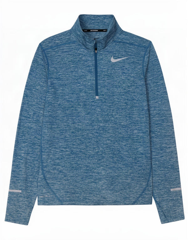 Nike Dri Fit Zip Neck Pull Survêtement Haut Petit Bleu Moucheté