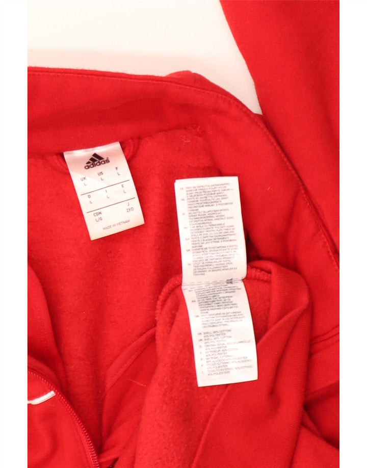 Adidas Mens Zip Neck Sweatshirt Jumper Large Red Cotton