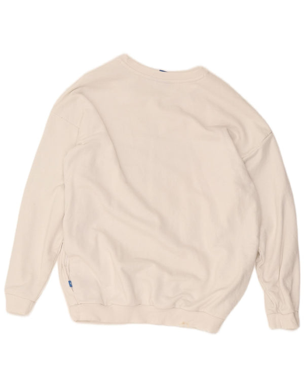 Adidas Womens Graphic Sweatshirt Jumper UK 16 Large White Cotton