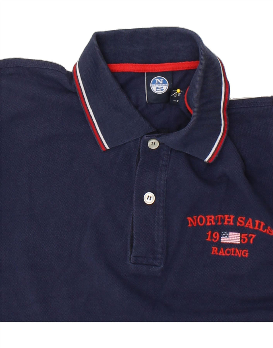 NORTH SAILS Mens Polo Shirt Medium Navy Blue Cotton Vintage North Sails and Second-Hand North Sails from Messina Hembry 