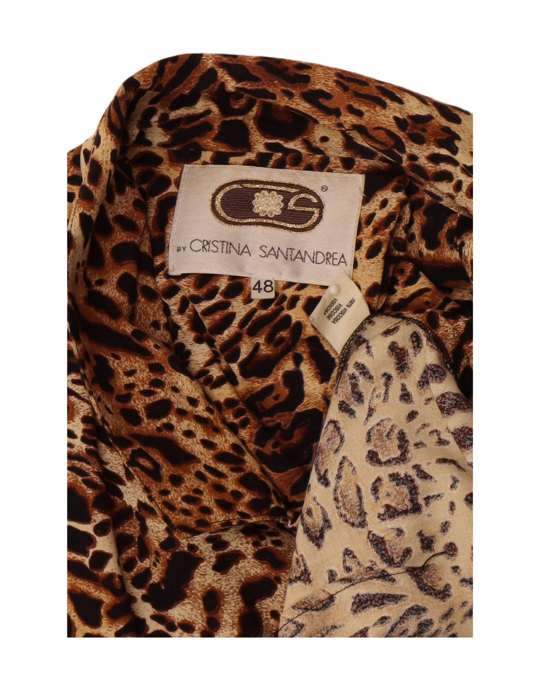 Vintage Womens 2 Button Blazer Jacket IT 48 XL Brown Animal Print Viscose