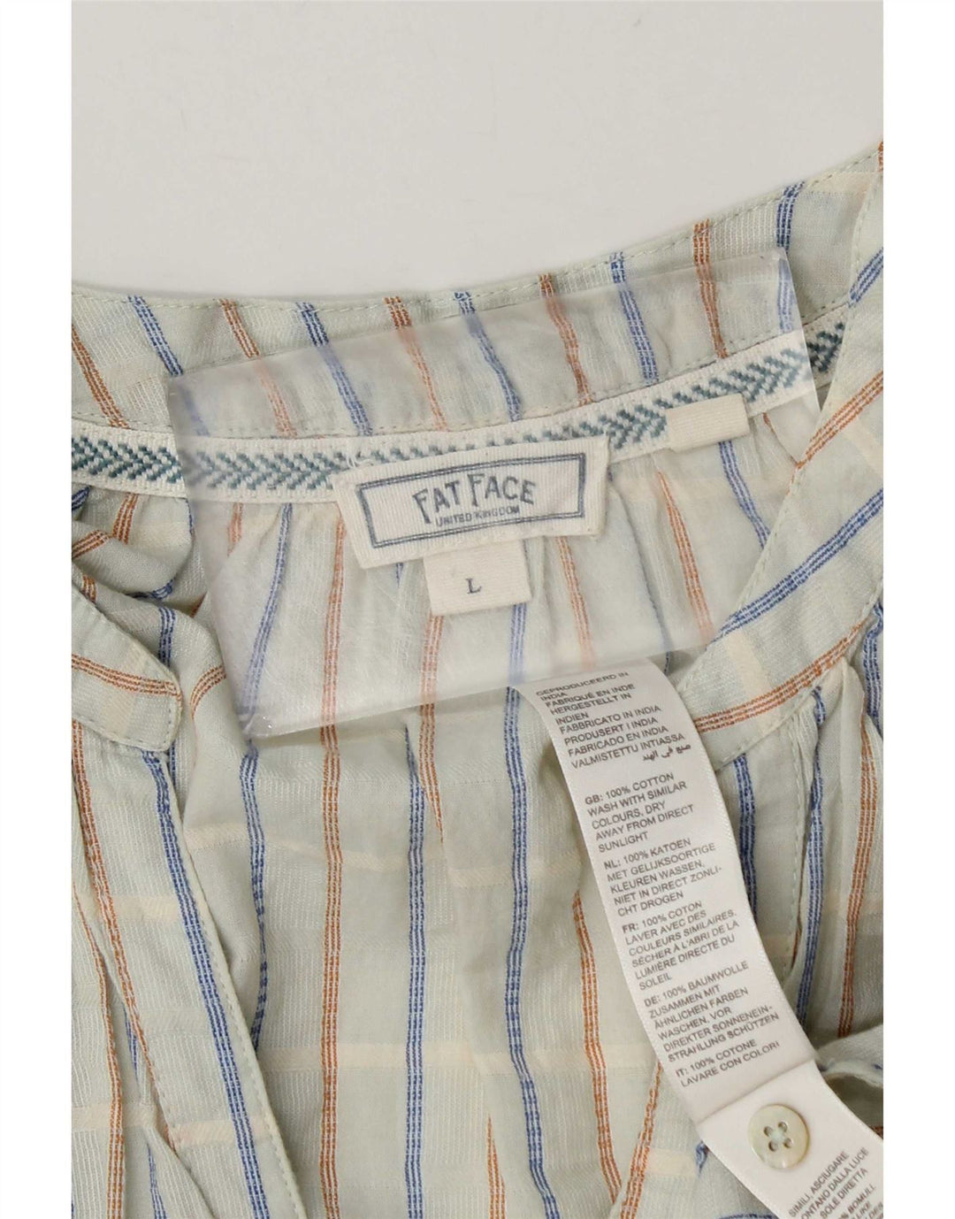 Fat Face Dame 3/4-ærmet Oversized skjortebluse UK 16 Stor blå ternet