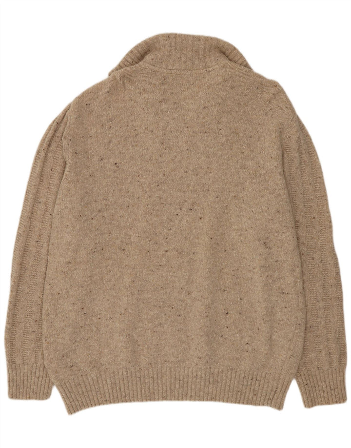 Camel Active Herren-Pullover mit Reißverschluss am Hals, 2XL, beige gesprenkelte Wolle