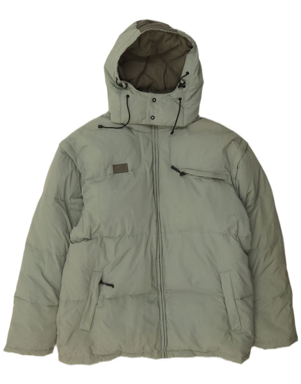 Fila Herre hættepolstret jakke UK 44 2XL Grøn Colourblock Polyamid