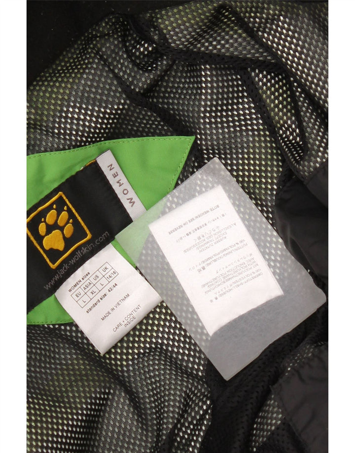 Jack Wolfskin Womens Hooded Rain Jacket UK 14/16 Large Green Polyester