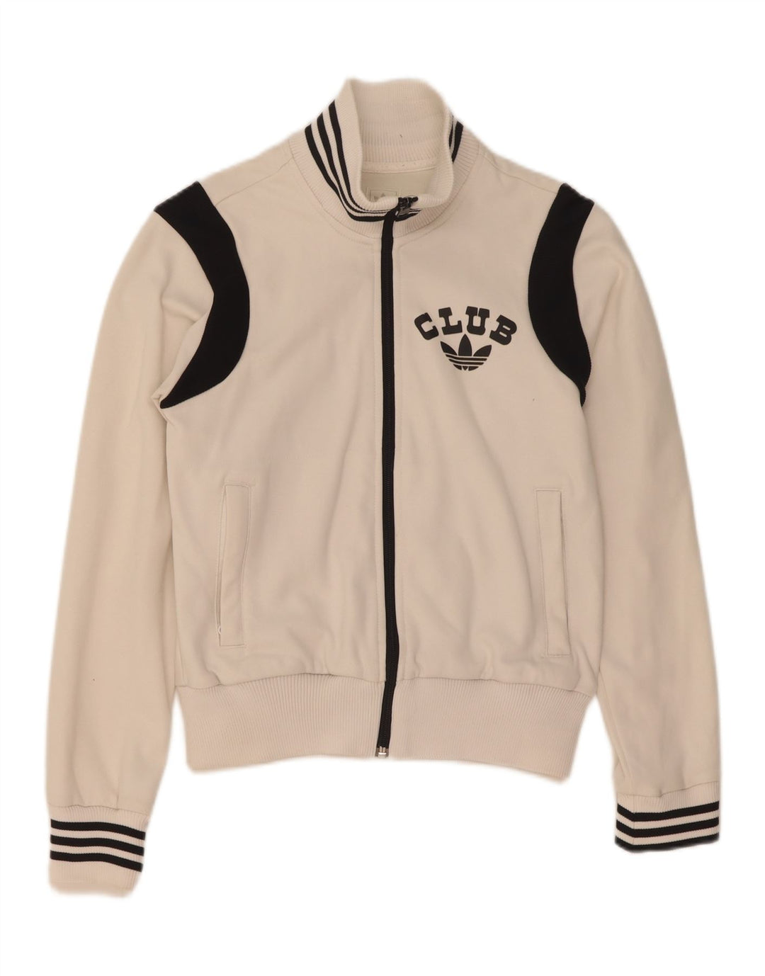 Adidas Womens Graphic Tracksuit Top Jacket UK 10 Small White Colourblock