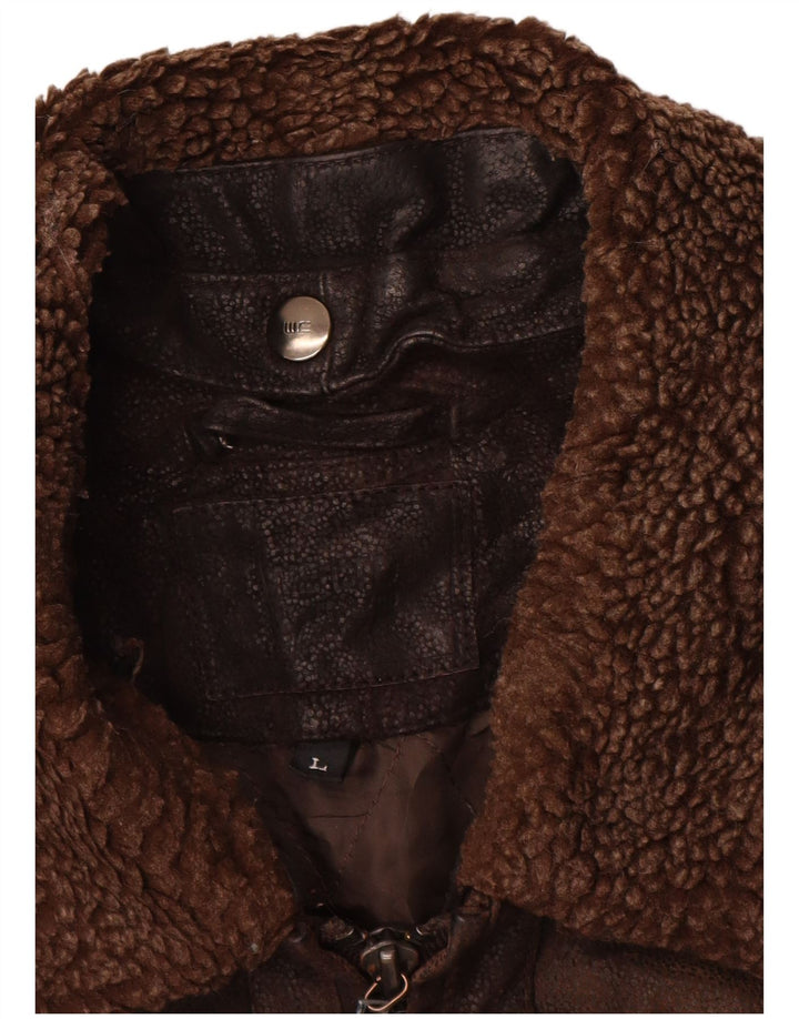 Vintage Mens Leather Jacket UK 40 Large Brown Leather Classic