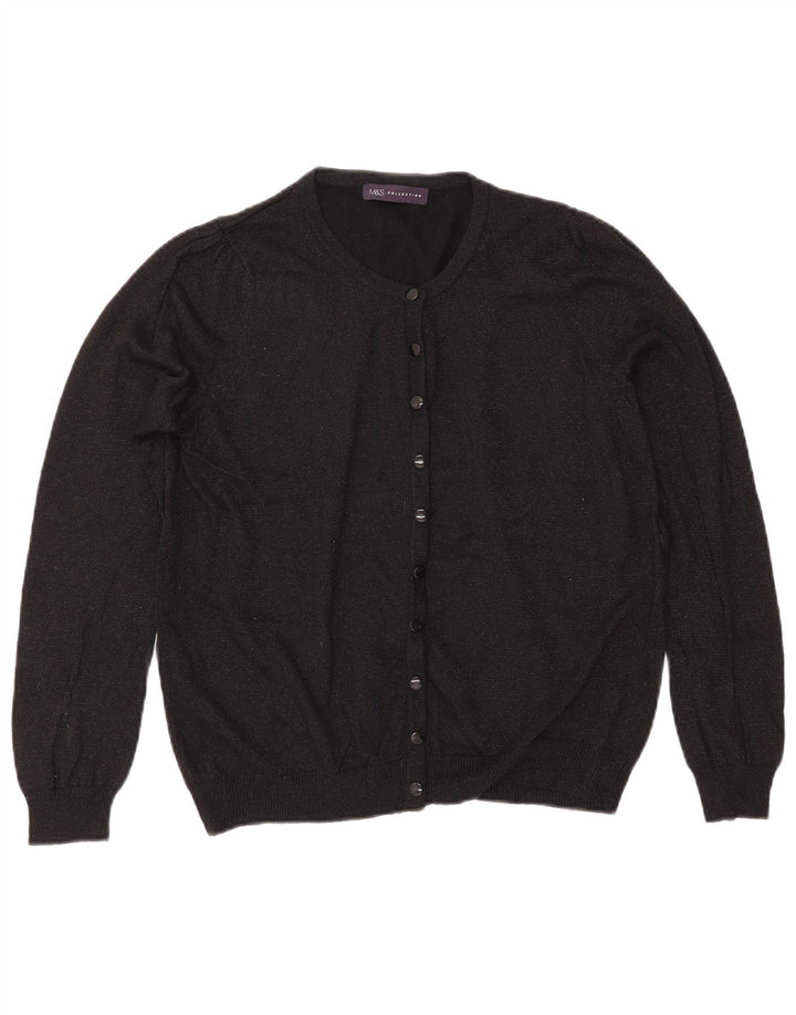 MARKS & SPENCER Damen-Cardigan-Pullover UK 14 Mittelschwarz gefleckt