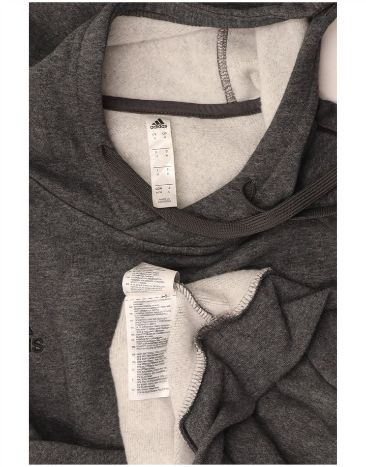 ADIDAS Mens Hoodie Jumper Medium Grey Cotton