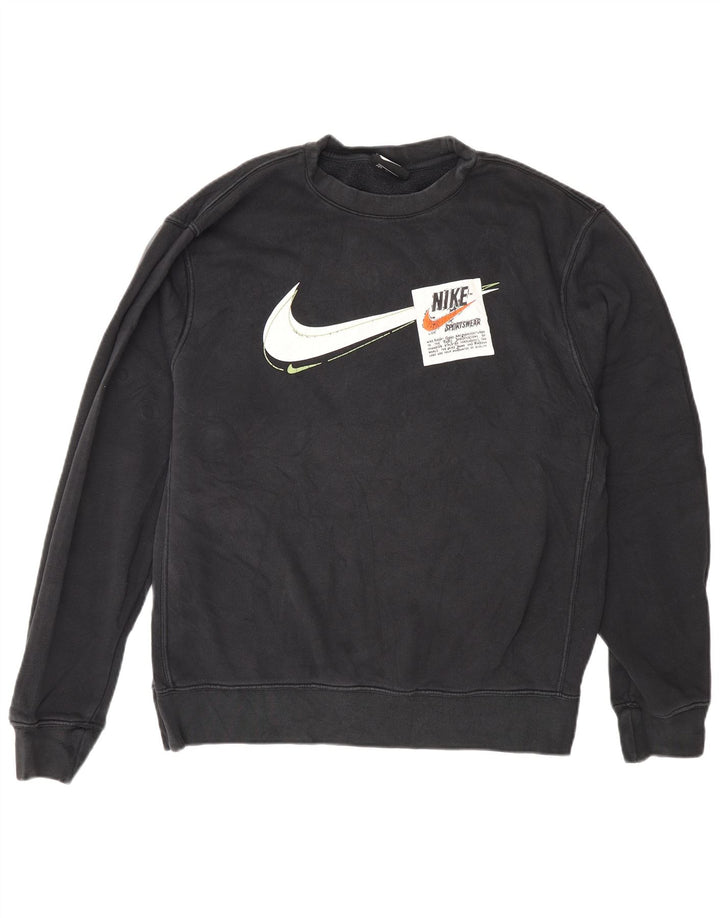 Nike Herre grafisk sweatshirt Jumper Medium Sort Bomuld