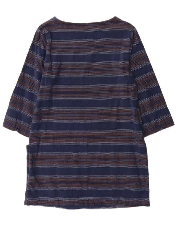 Seasalt Womens 3/4 Sleeve Tunic Dress UK 12 Medium Navy Blue Striped Cotton