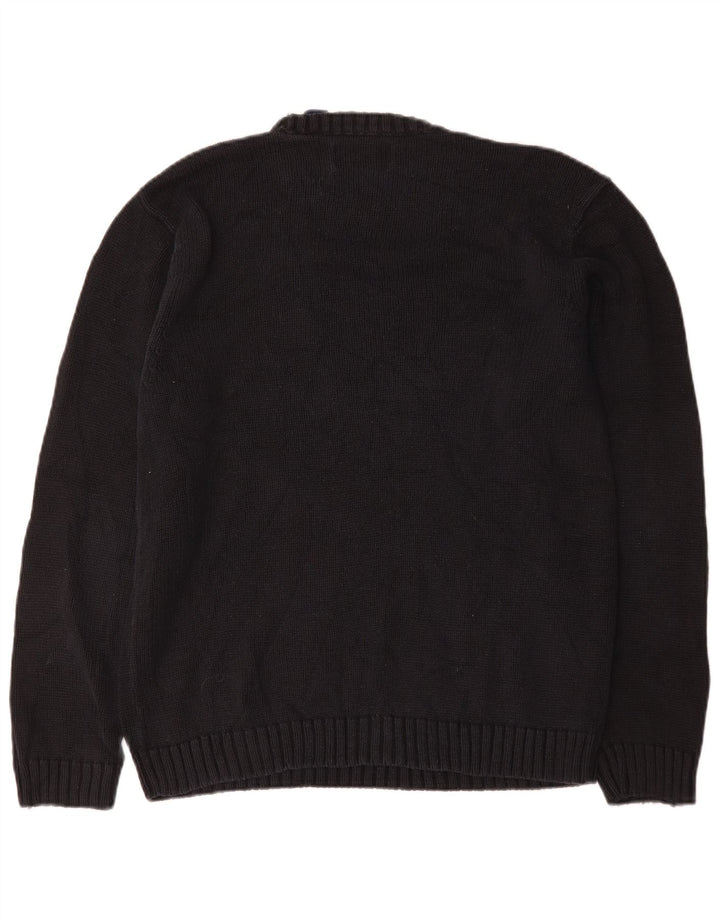 Chaps Mens Crew Neck Jumper Sweater Medium Black Cotton