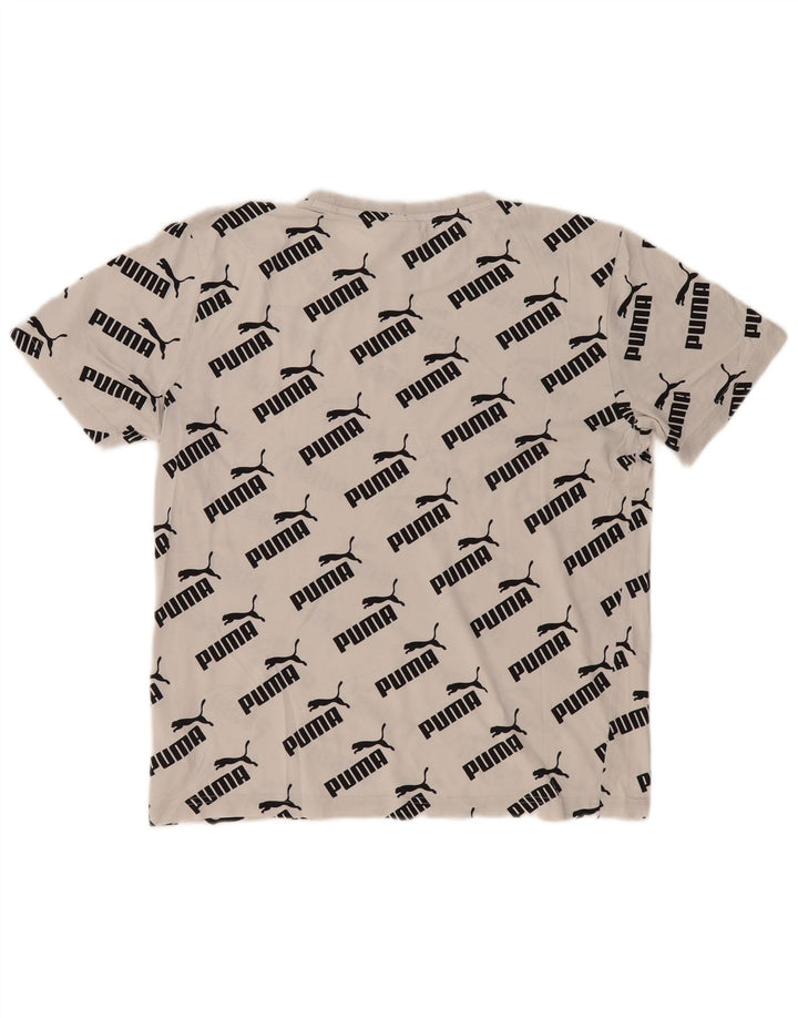 Puma Herre Grafisk T-Shirt Top Lille Hvid Bomuld