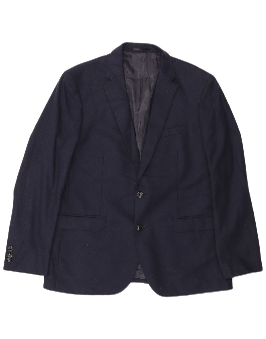 John Lewis Mens 2 Button Blazer Jacket UK 44 2XL Navy Blue Wool