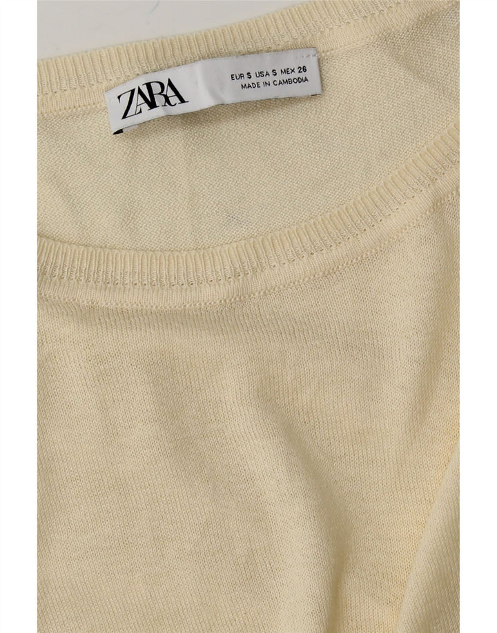 ZARA Womens Oversized Boat Neck Jumper Sweater UK 10 Small Beige Vintage Zara and Second-Hand Zara from Messina Hembry 