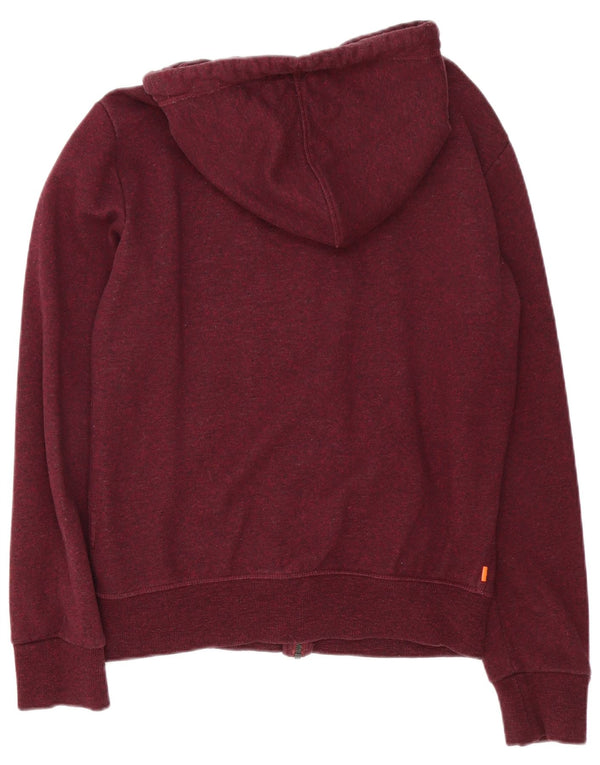 Superdry Herren-Kapuzenpullover mit Reißverschluss, klein, burgunderrot gefleckte Baumwolle