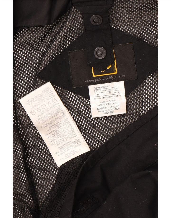 Giacca antipioggia con cappuccio da donna Jack Wolfskin UK 12/14 Medium Nero Poliammide