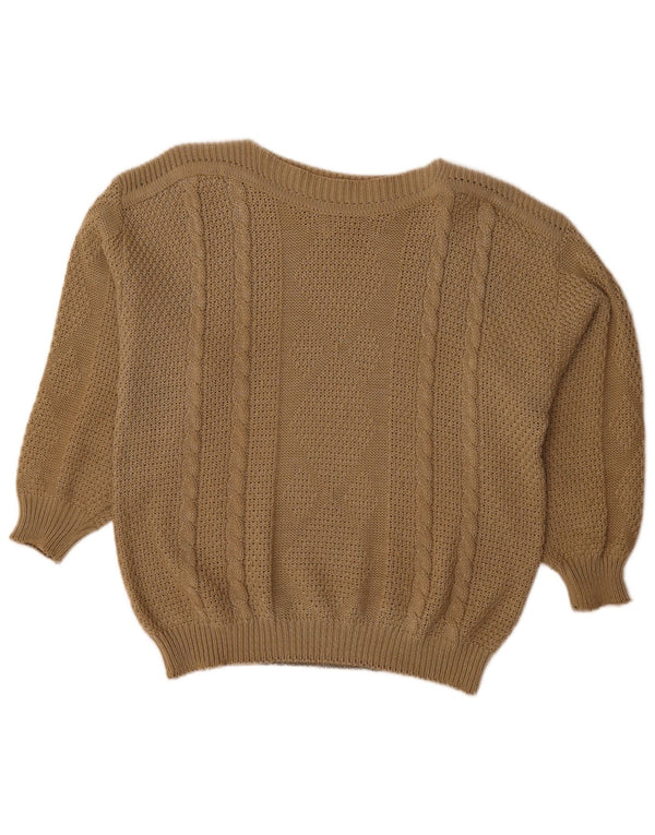 Suéter feminino vintage com gola canoa grande UE 48 2XL marrom