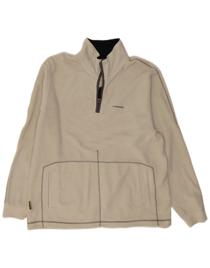 Diadora Mens Zip Neck Fleece Jumper 2XL Off White Polyester