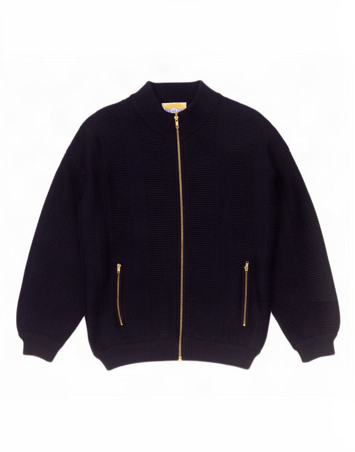 Suéter cardigã masculino Settebello lã azul marinho médio