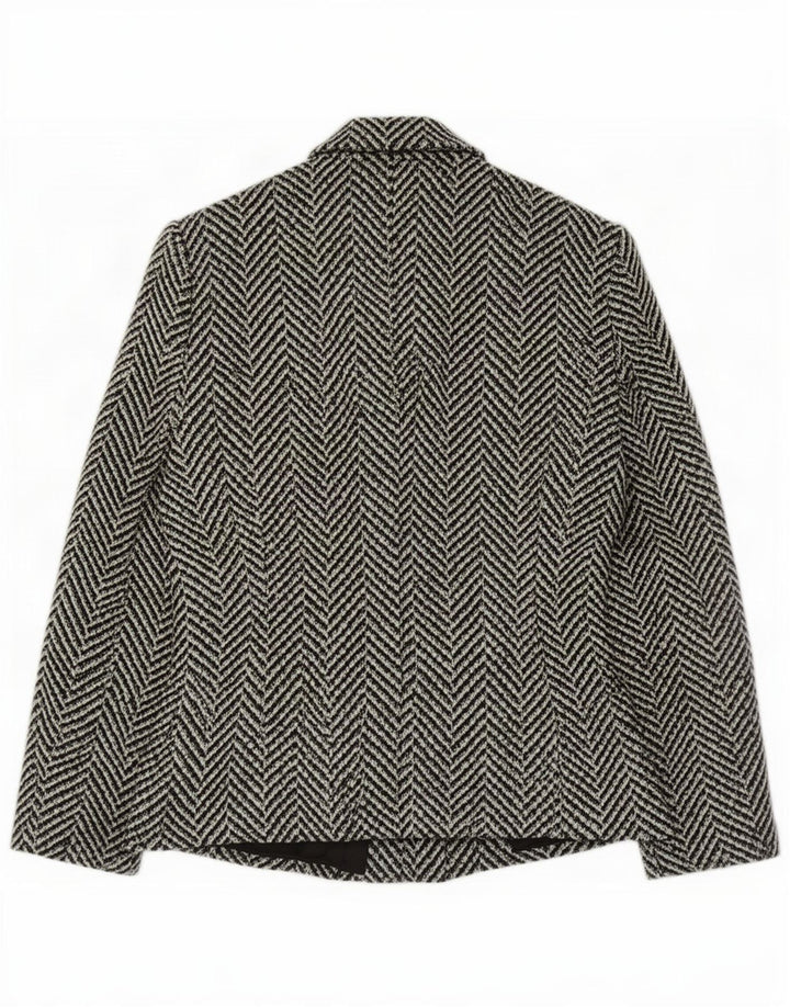 Vintage Womens 3 Button Blazer Jacket IT 42 Medium Black Herringbone