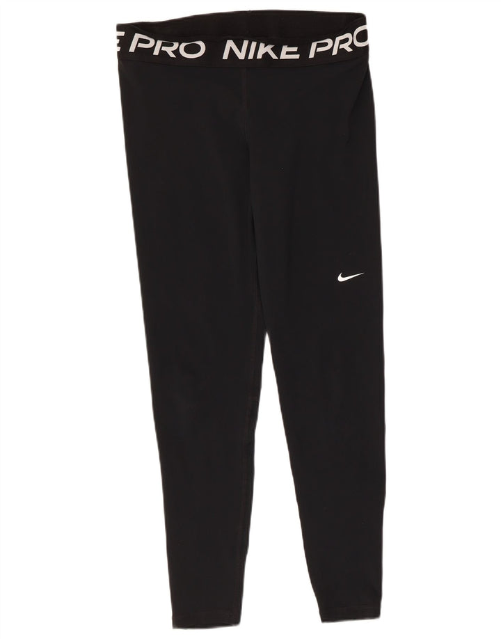 Nike Womens Dri Fit Graphic Leggings Large Black Polyester