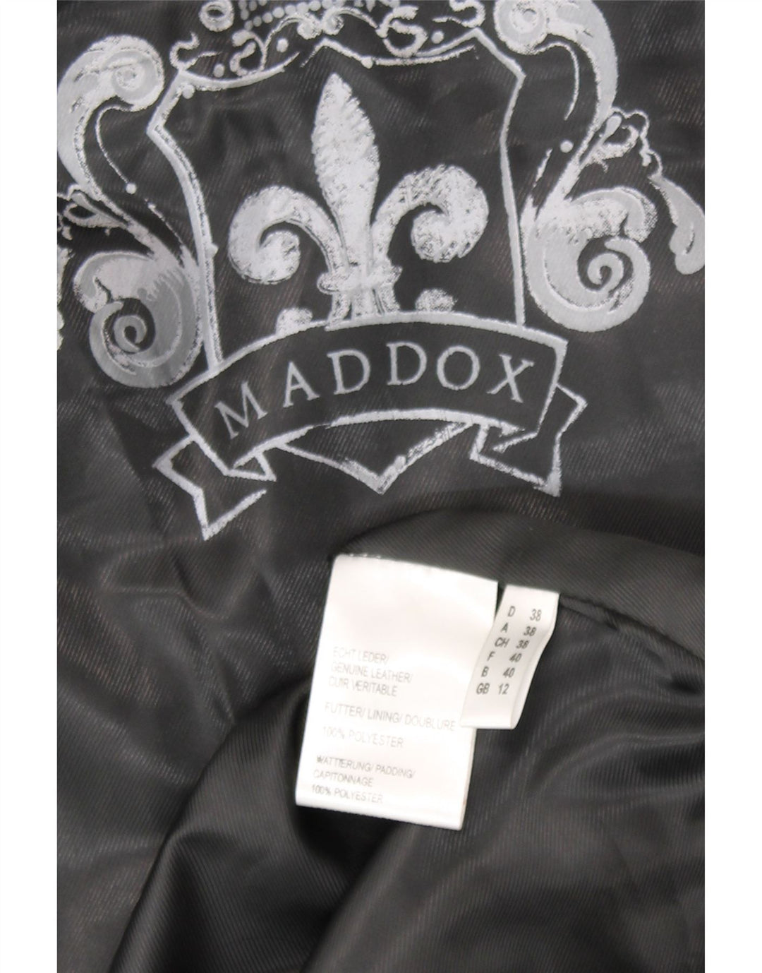Maddox Womens Hooded Leather Padded Coat UK 12 Medium Black Leather
