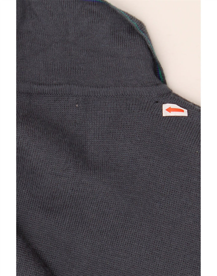 SETTEBELLO Mens Polo Neck Jumper Sweater Large Grey Colourblock Wool