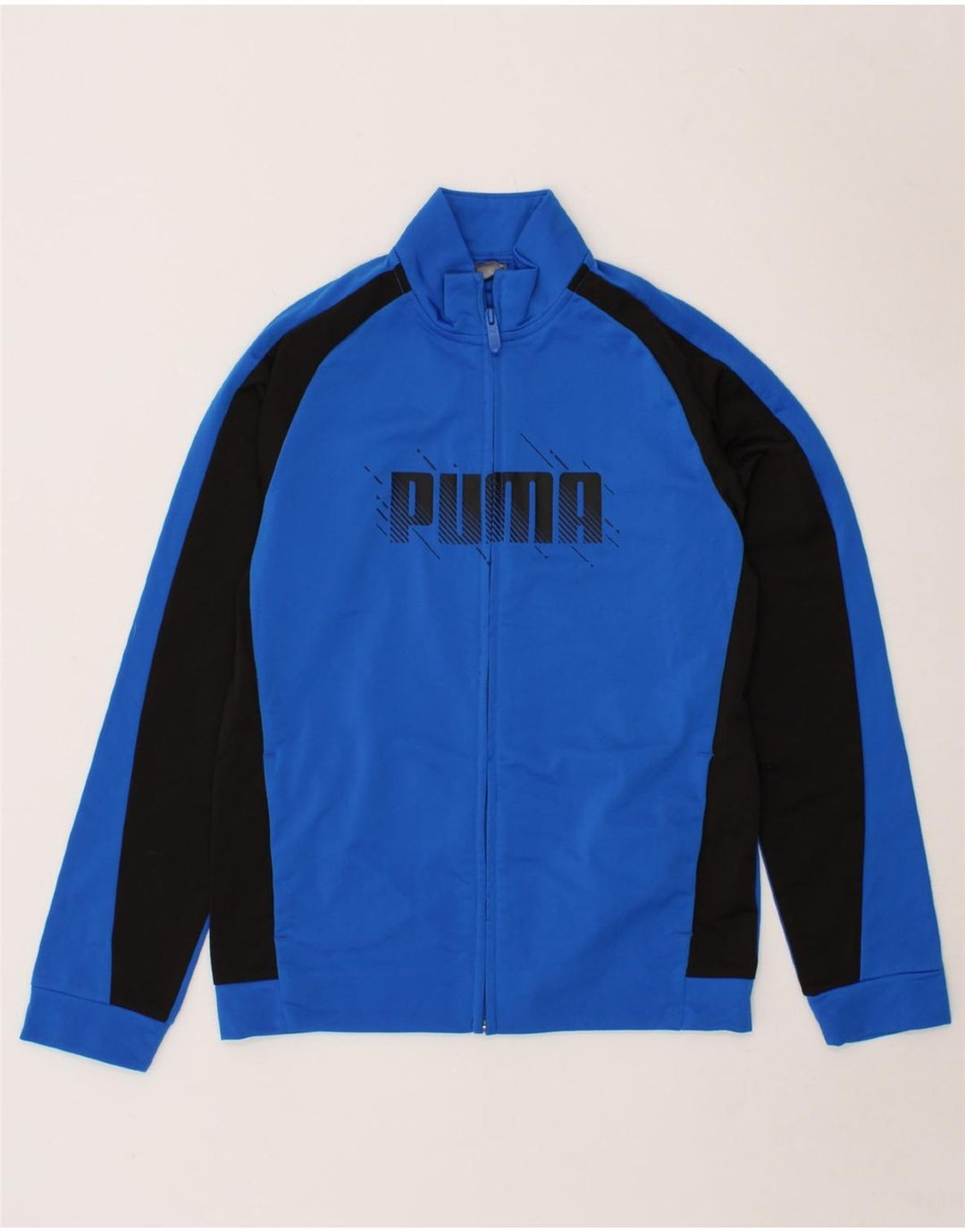 PUMA Boys Graphic Tracksuit Top Jacket 13-14 Years  Blue Colourblock Vintage Puma and Second-Hand Puma from Messina Hembry 