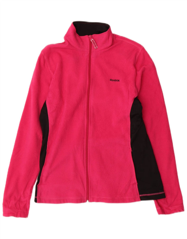 Reebok Damen Fleecejacke UK 10 Small Pink Colourblock Polyester