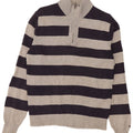 Tommy Hilfiger Herre Zip Neck Jumper Sweater Medium Grå Stribet Bomuld