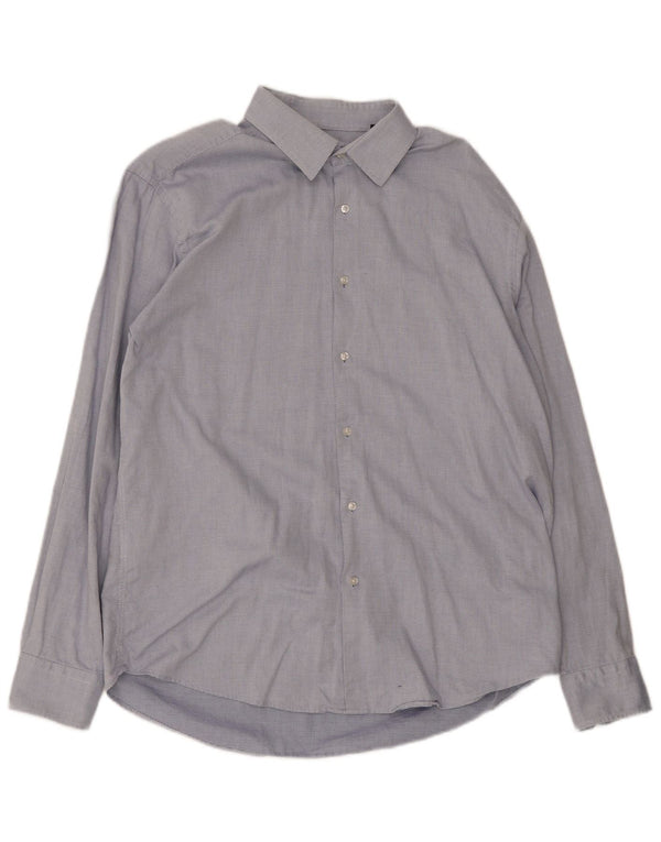 Camicia da uomo vestibilità regolare Hugo Boss taglia 43 17 XL cotone maculato blu