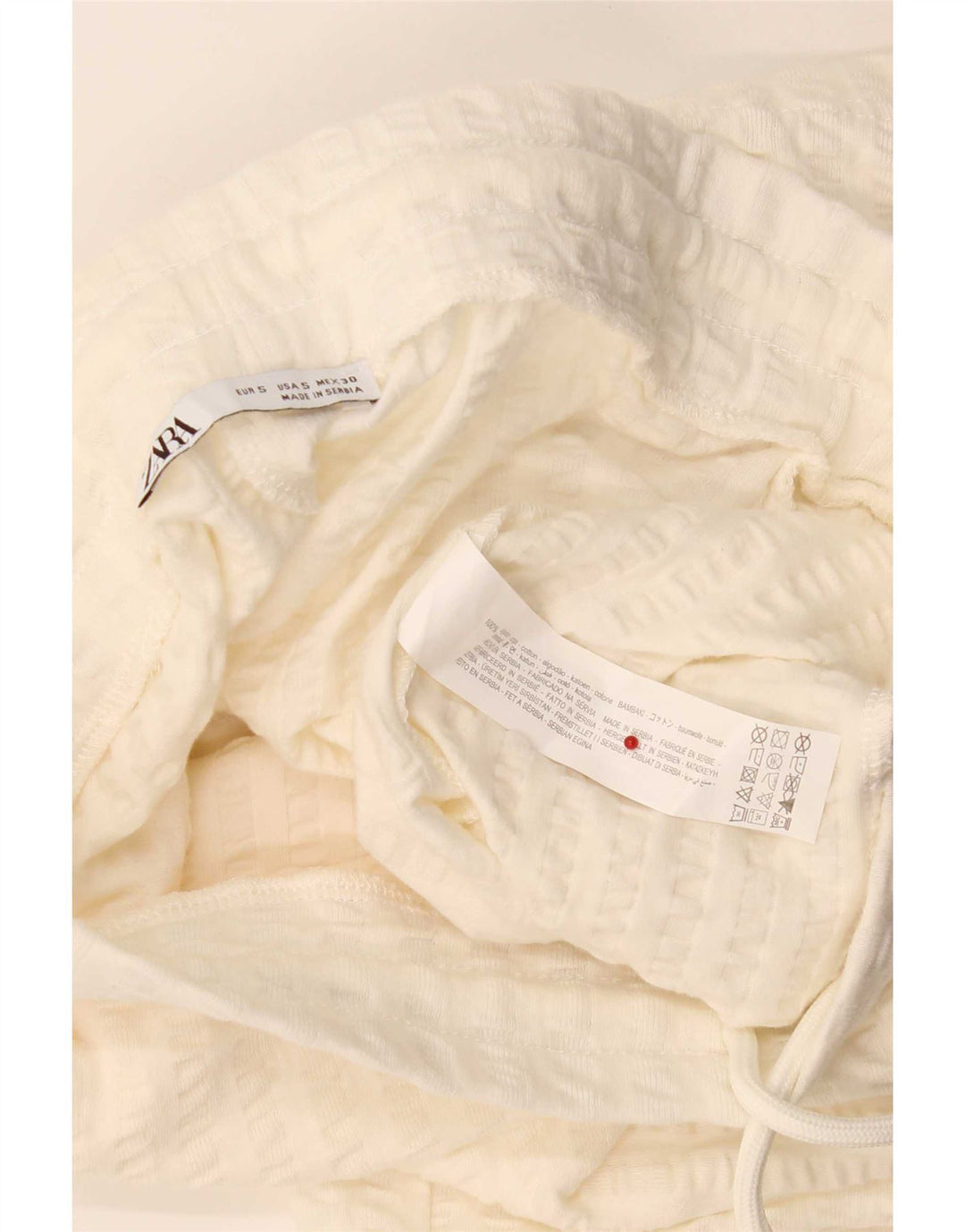 Zara Mens Sport Shorts Small Off White Striped Cotton