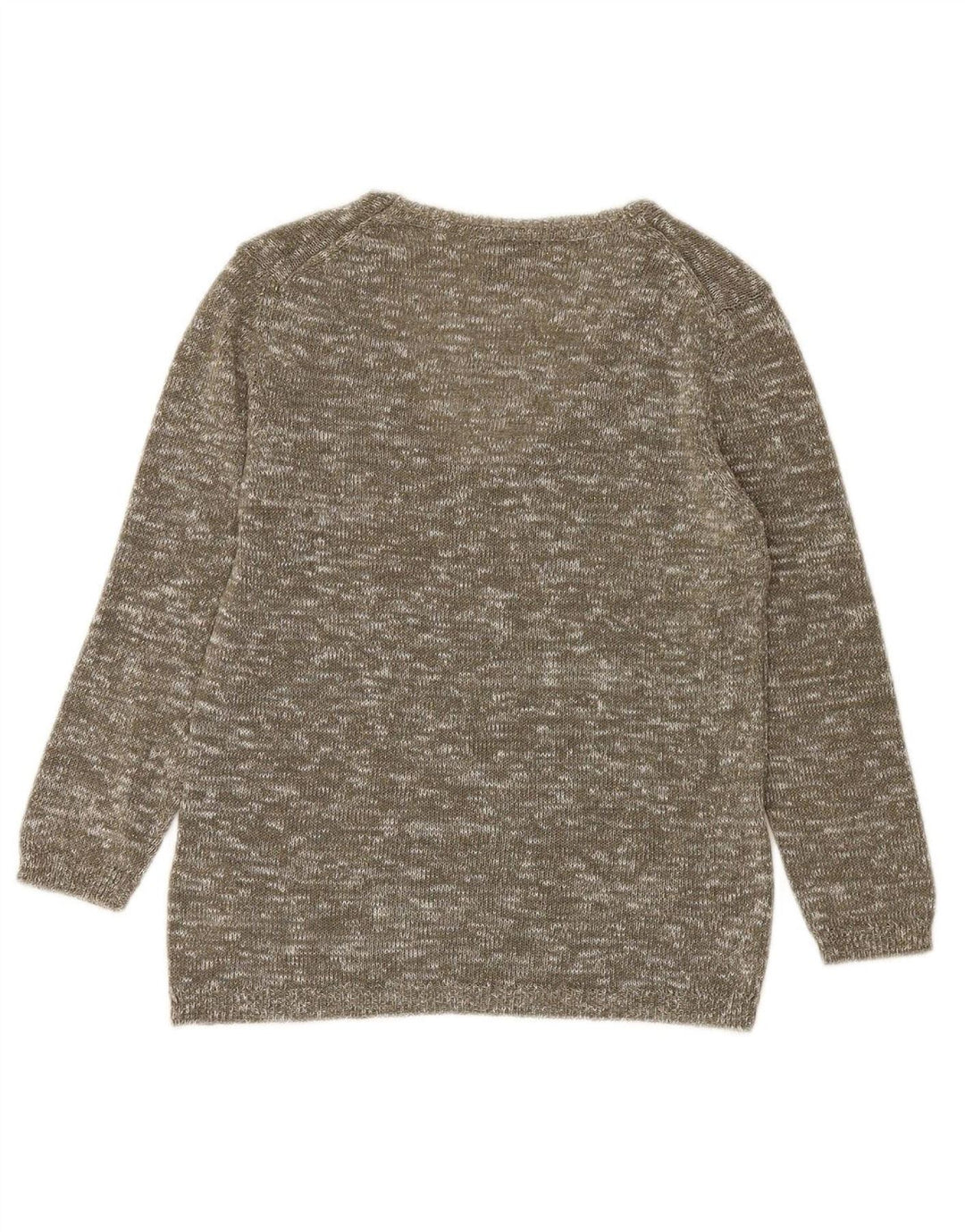 MASSIMO DUTTI Womens V-Neck Jumper Sweater UK 10 Small Grey Flecked