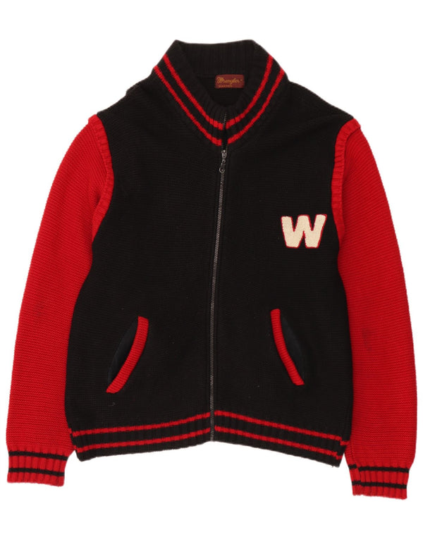 Wrangler Mens Graphic Cardigan Sweater Medium Black Colourblock
