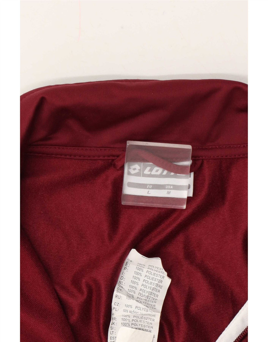 Lotto Mens Tracksuit Top Jacket Medium Burgundy Colourblock Polyester